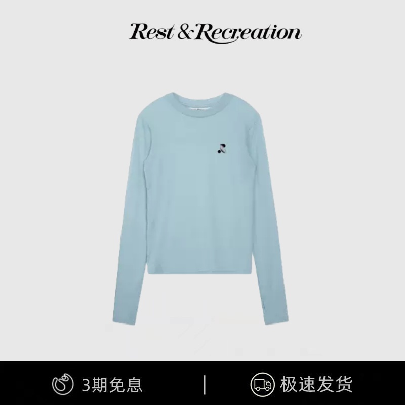 【现货】韩国小众Rest&Recreation后背字母印花圆领修身长袖打底