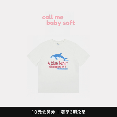 ●callmebabysoft韩国小众潮牌Teket海豚字母印花圆领短袖T恤休闲