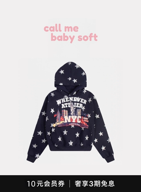 ●callmebabysoft越南whenever闪粉星星秋冬加绒套头连帽卫衣帽衫
