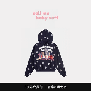 ●callmebabysoft越南whenever闪粉星星秋冬加绒套头连帽卫衣帽衫