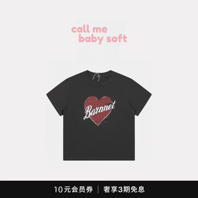 ●callmebabysoft韩国theBarnnet八奶爱心字母印花短袖T恤上衣女