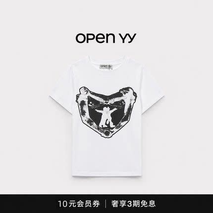 【现货】韩国Open yy双人舞爱心涂鸦印花短袖T恤辣妹休闲百搭修身