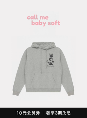 ●callmebabysoft韩国小众潮牌OPENYY猫咪喷墨印花加绒连帽休闲女