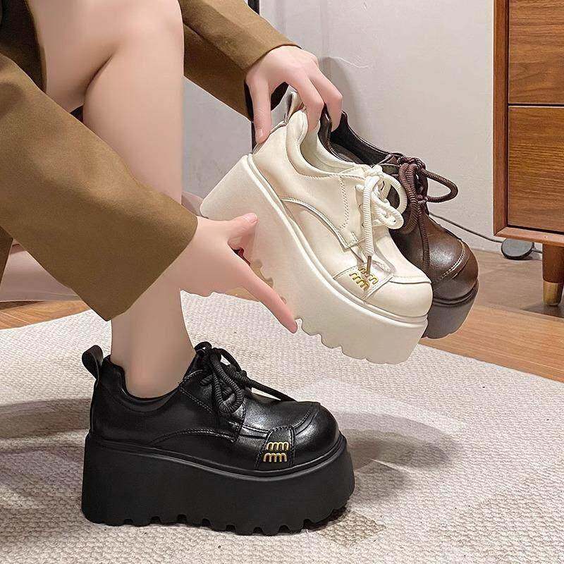 欧货8cm厚底小皮鞋女2025春季小个子增高松糕鞋法式玛丽珍乐福鞋