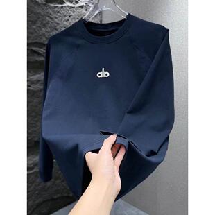 Mostarsea~秋季薄款圆领卫衣男潮牌高级感打底衫休闲时尚长袖上衣