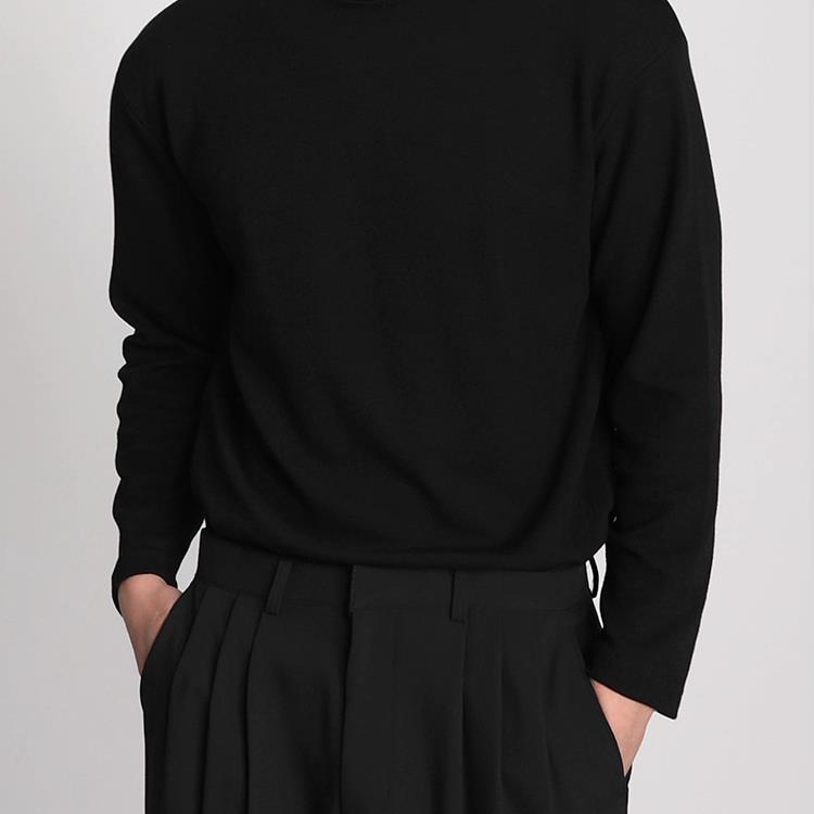 Home Daily~半高领打底衫男秋冬季德绒保暖加厚宽松休闲内搭T恤男