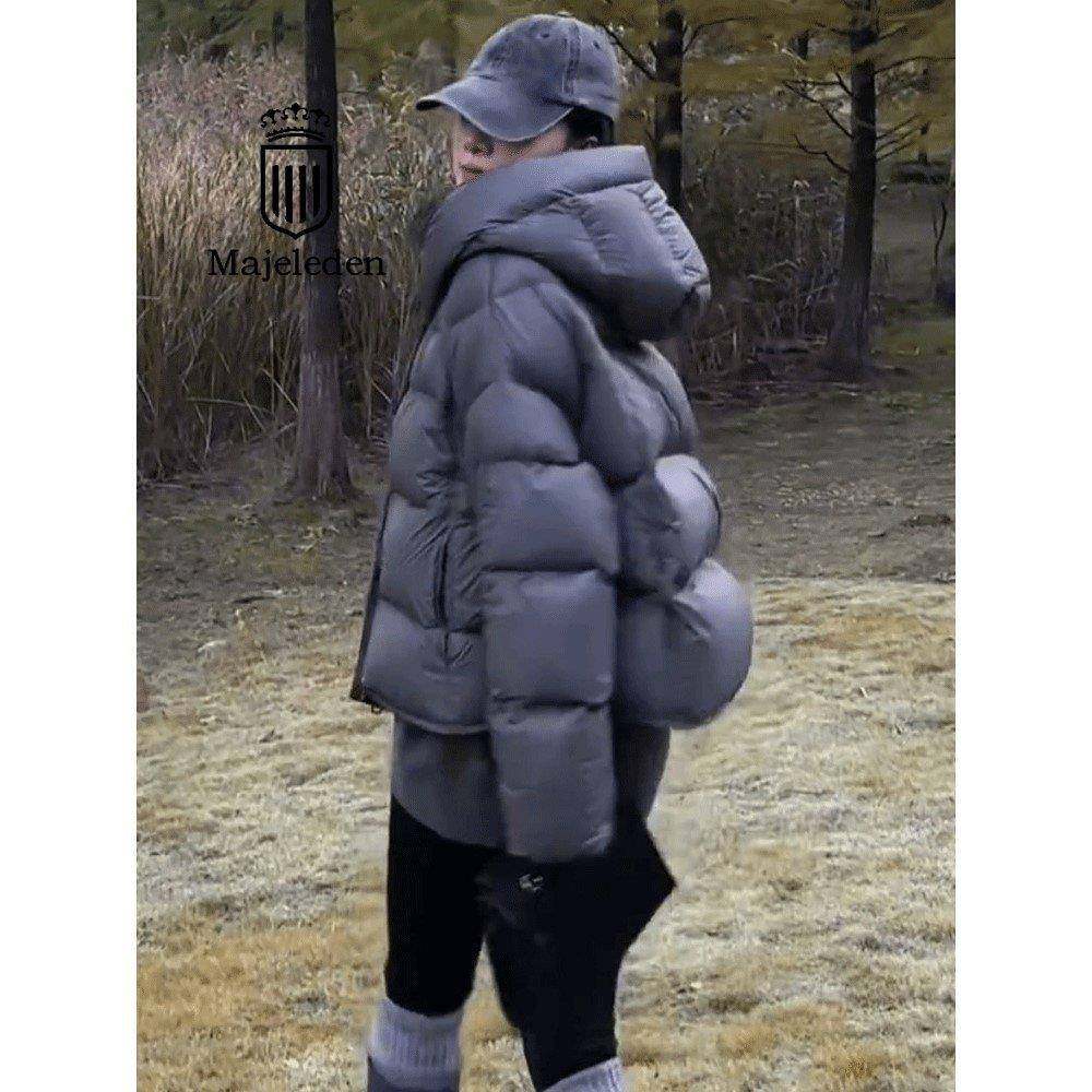 正品2025冬小个子泡芙软糯短款连帽白鸭绒羽绒服女宽松面包服外套