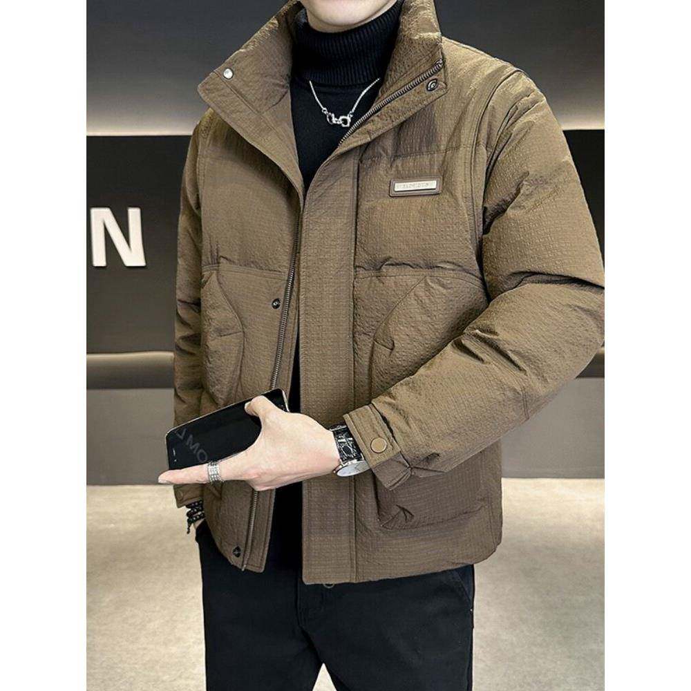 潮牌1313防寒羽绒服男冬季加厚2024高级感新面料轻薄短款立领外套