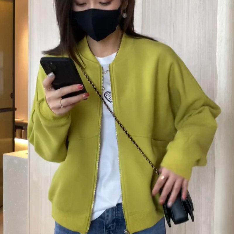 香港棒球服卫衣外套女2023春秋新款小个子宽松百搭圆领短款开衫潮