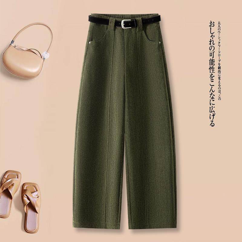 高档轻奢芥绿色灯芯绒弯刀裤女秋冬季新款雪尼尔阔腿裤休闲裤子,女装/女士精品,休闲裤,淘宝优惠券,粉丝福利购,淘宝优惠卷