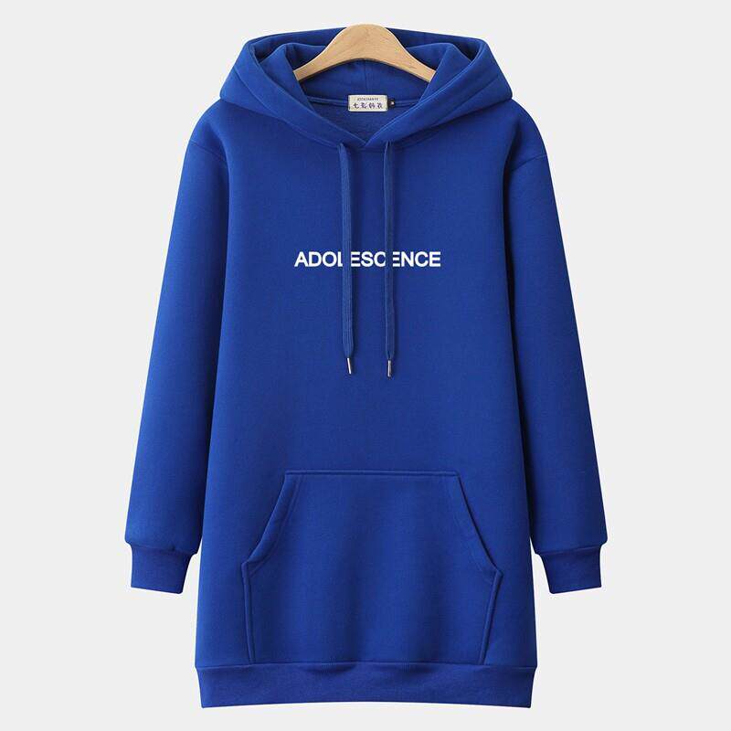 潮牌大码中长款连帽卫衣女2025秋冬新款加绒加厚套头宽松胖mm外套