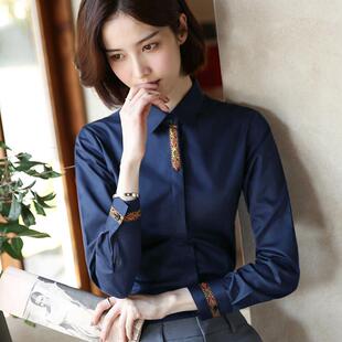 欧洲站高端衬衫女设计感小众长袖加绒2025年春秋冬新款刺绣职业装