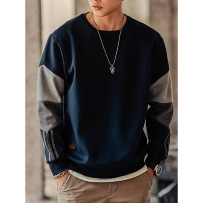 it neith BIAS潮牌卫衣男秋冬款宽松ins潮流韩版百搭圆领拼色外套