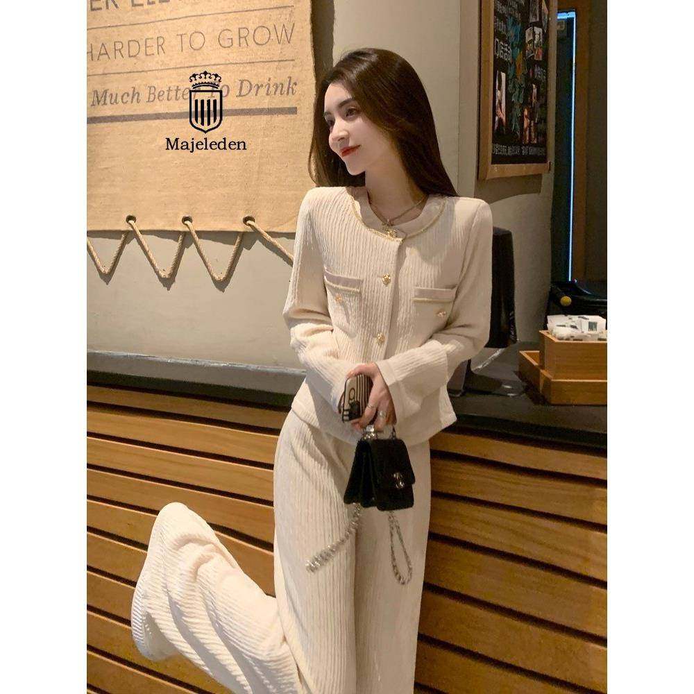 正品2025秋搭配一整套时尚减龄小香风休闲运动卫衣阔腿裤两件套女