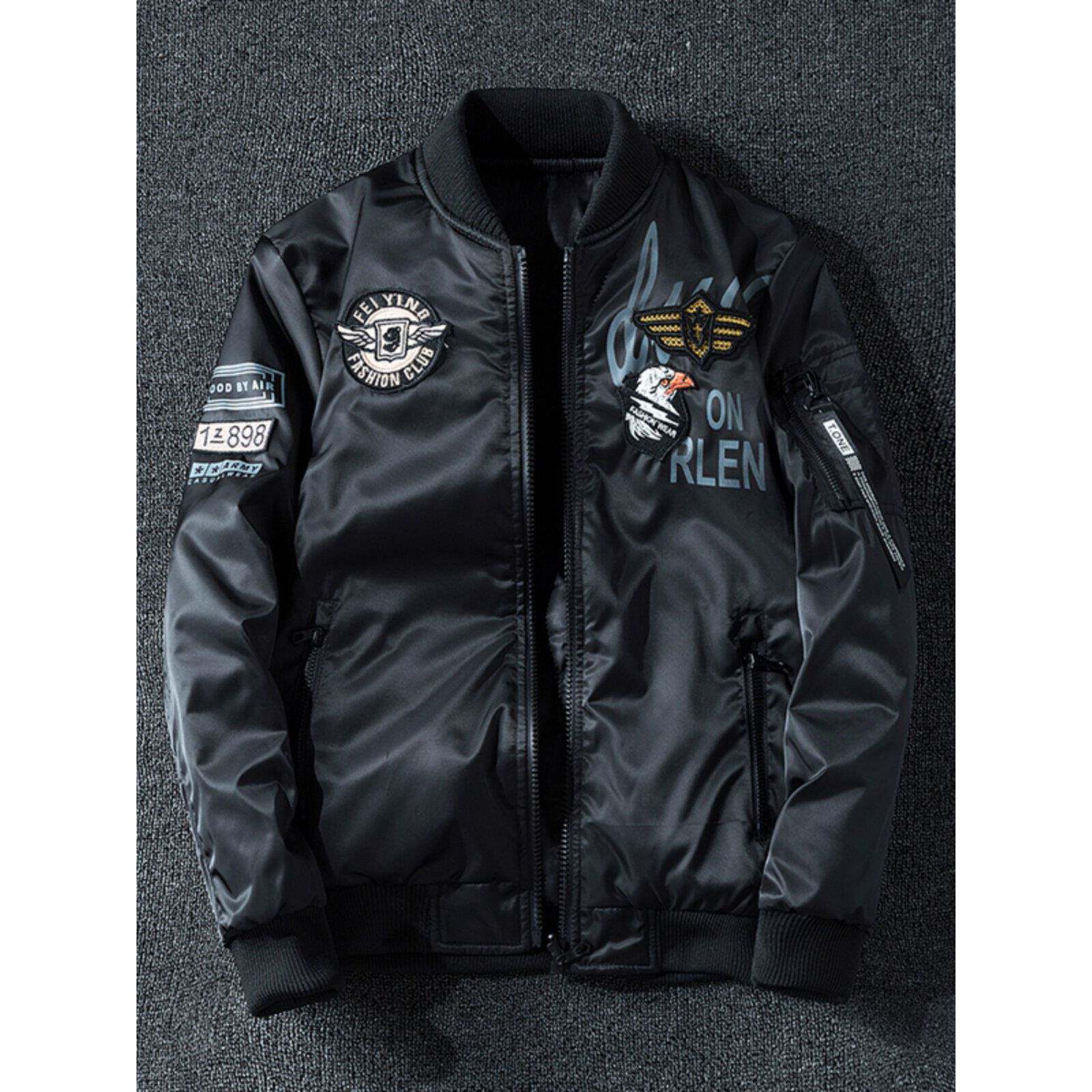 香港外套男飞行员夹克教练春秋冬加棉加大码工装机车服棒球服棉衣
