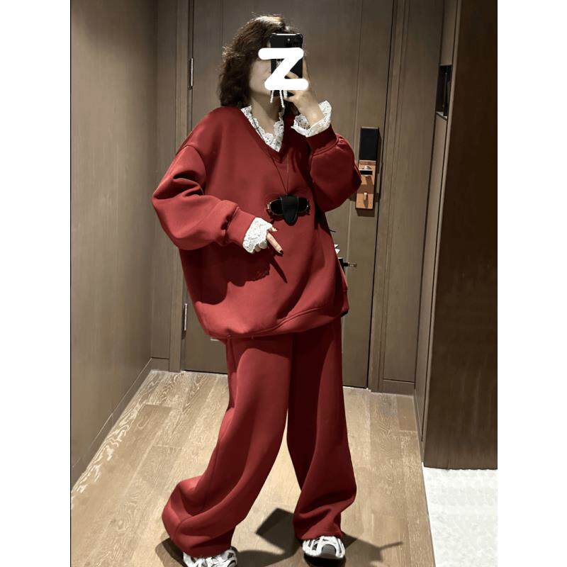 欧洲站时尚套装女2025秋季新款大码胖MM氛围感洋气时髦休闲两件套