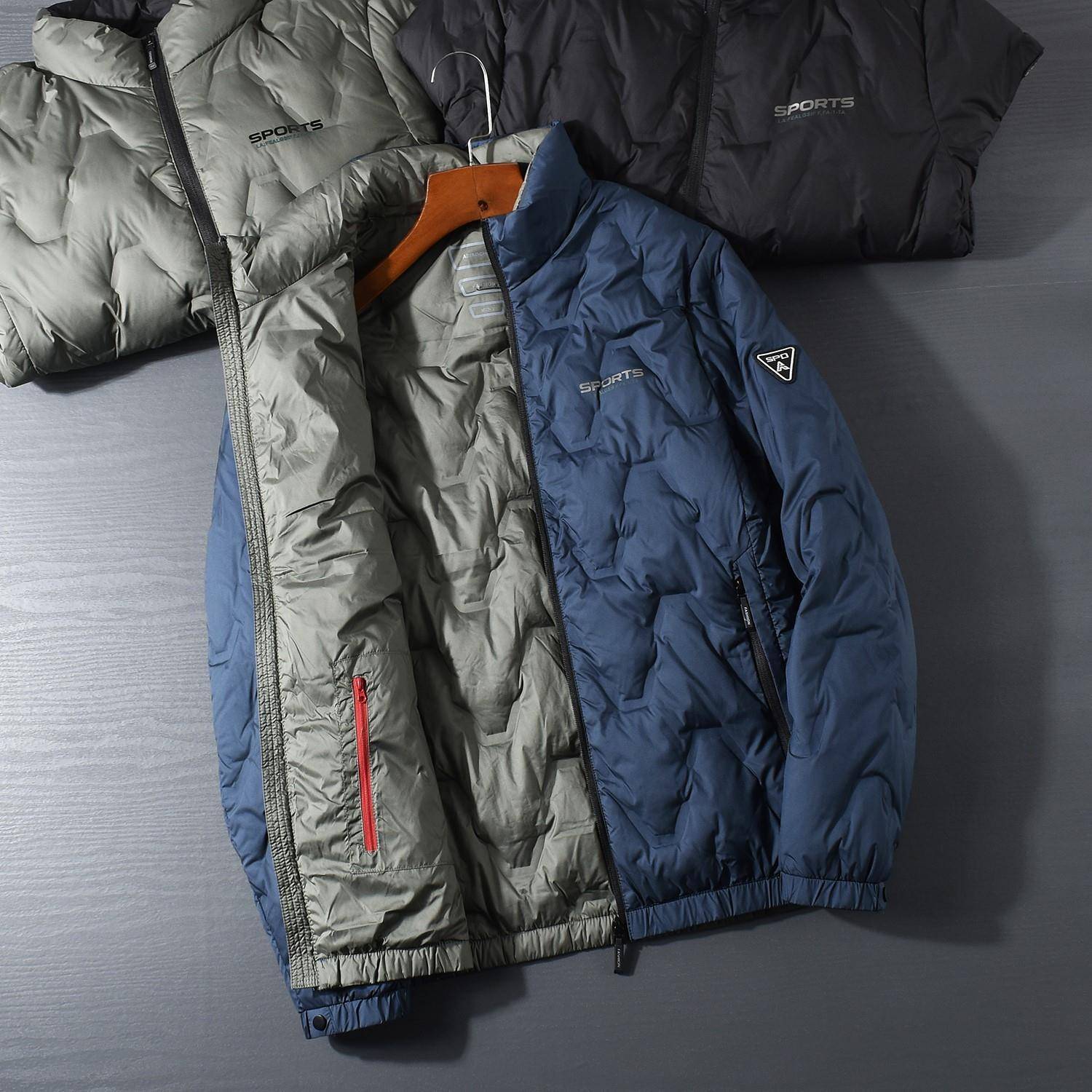 全胶合天鹅绒填充工艺！轻便保暖！外贸男士冬季立领羽绒服新潮夹