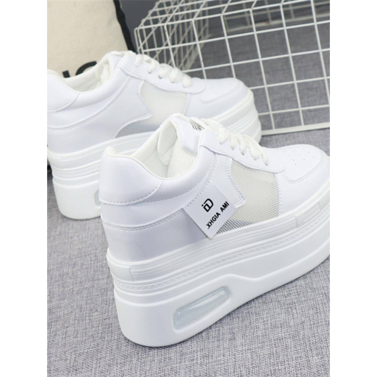 香港12公分内增高女鞋网面透气超轻小个子隐形10cm厚底休闲鞋网鞋