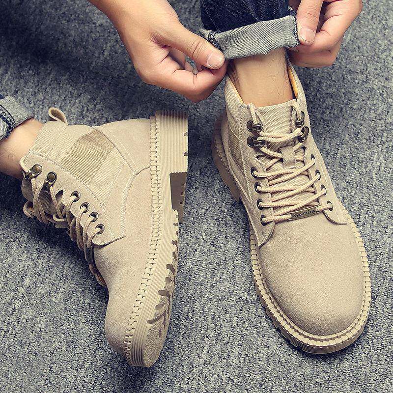 潮牌马丁靴男透气高帮潮鞋英伦风工装鞋靴子中帮真皮男鞋低帮短靴