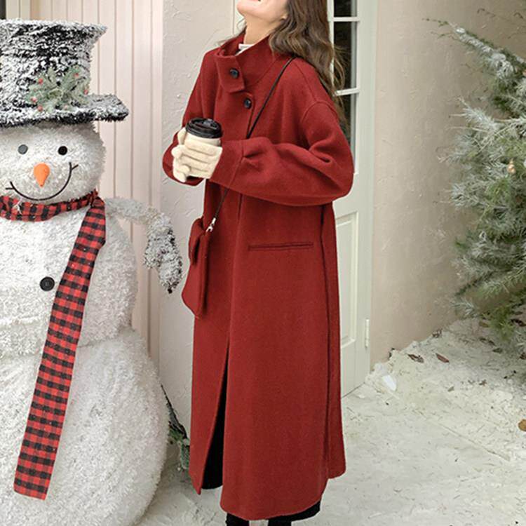 香港秋冬新款法式新年战袍双面羊绒大衣女士高级感中长款毛呢外套