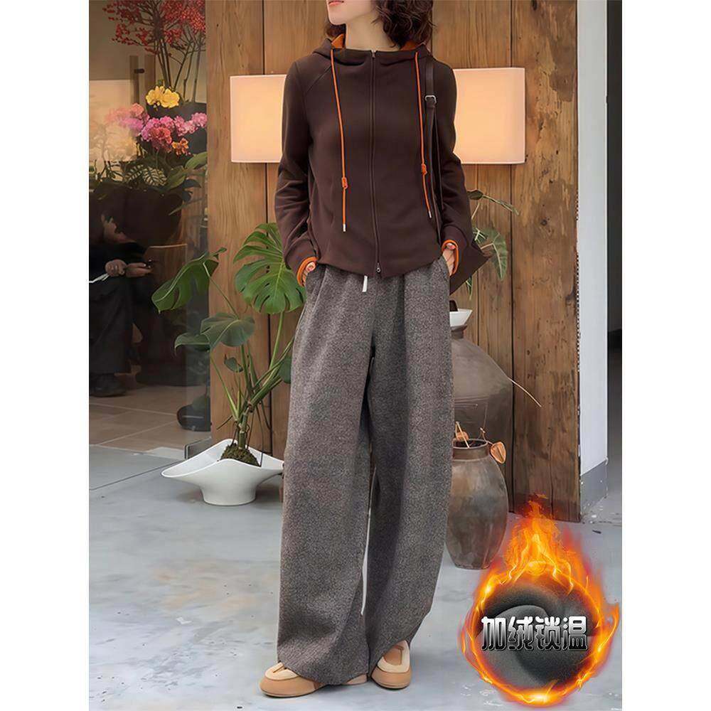 香港2025秋冬款时尚气质套装女慵懒风卫衣时髦长裤加绒加厚两件套