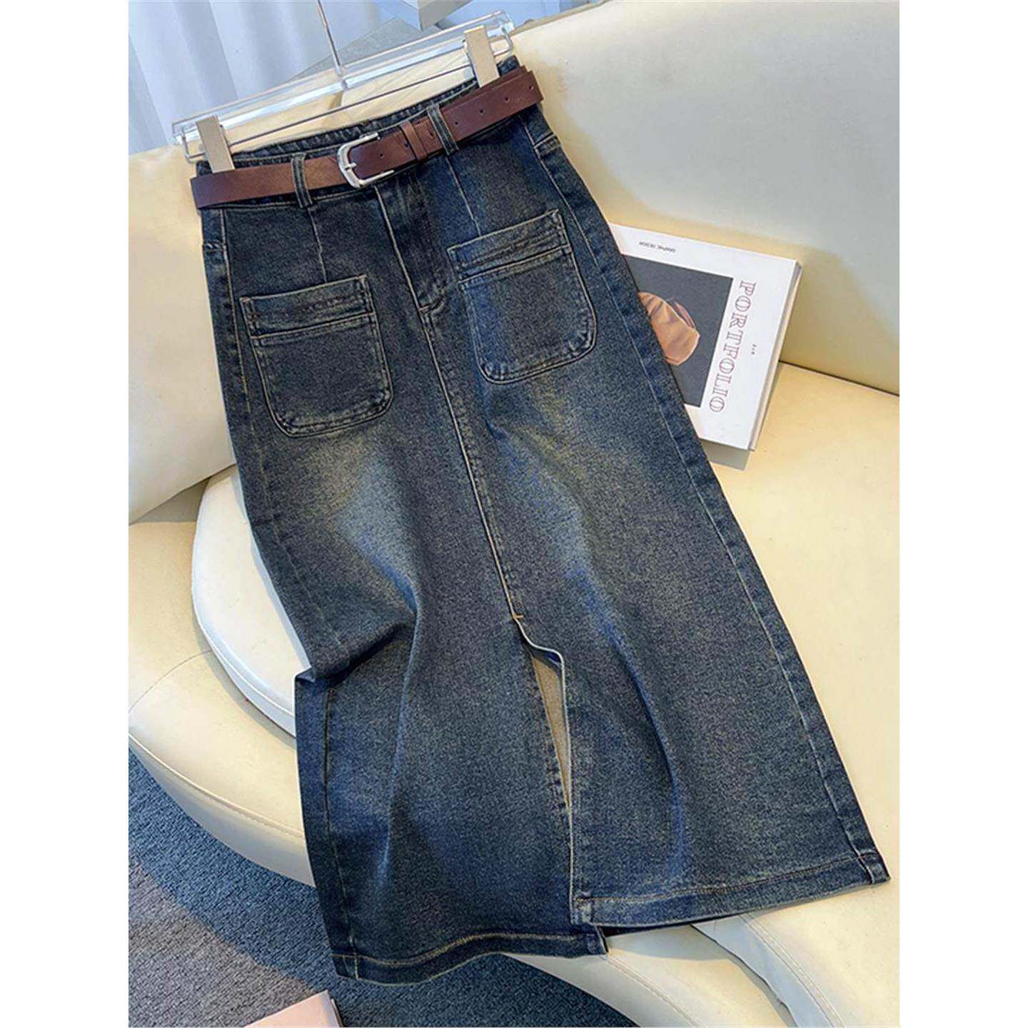 春秋女士高腰牛仔半身裙子2025新款今年流行爆款巨好看的a字半裙