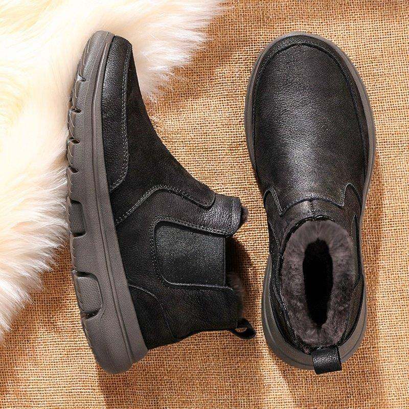 香港真皮雪地靴皮毛一体男鞋真皮棉皮鞋男士棉鞋加绒加厚防寒棉靴,流行男鞋,时尚雪地靴,淘宝优惠券,粉丝福利购,淘宝优惠卷