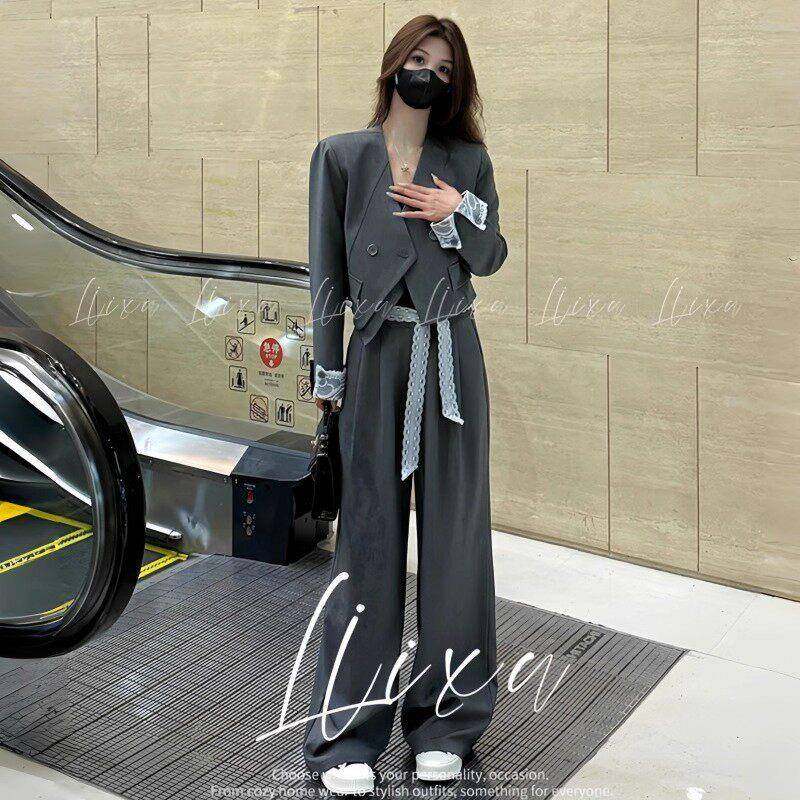 香港代购时尚西服套装女秋季气质显瘦西装外套+吊带阔腿裤三件套,女装/女士精品,时尚套装,淘宝优惠券,粉丝福利购,淘宝优惠卷