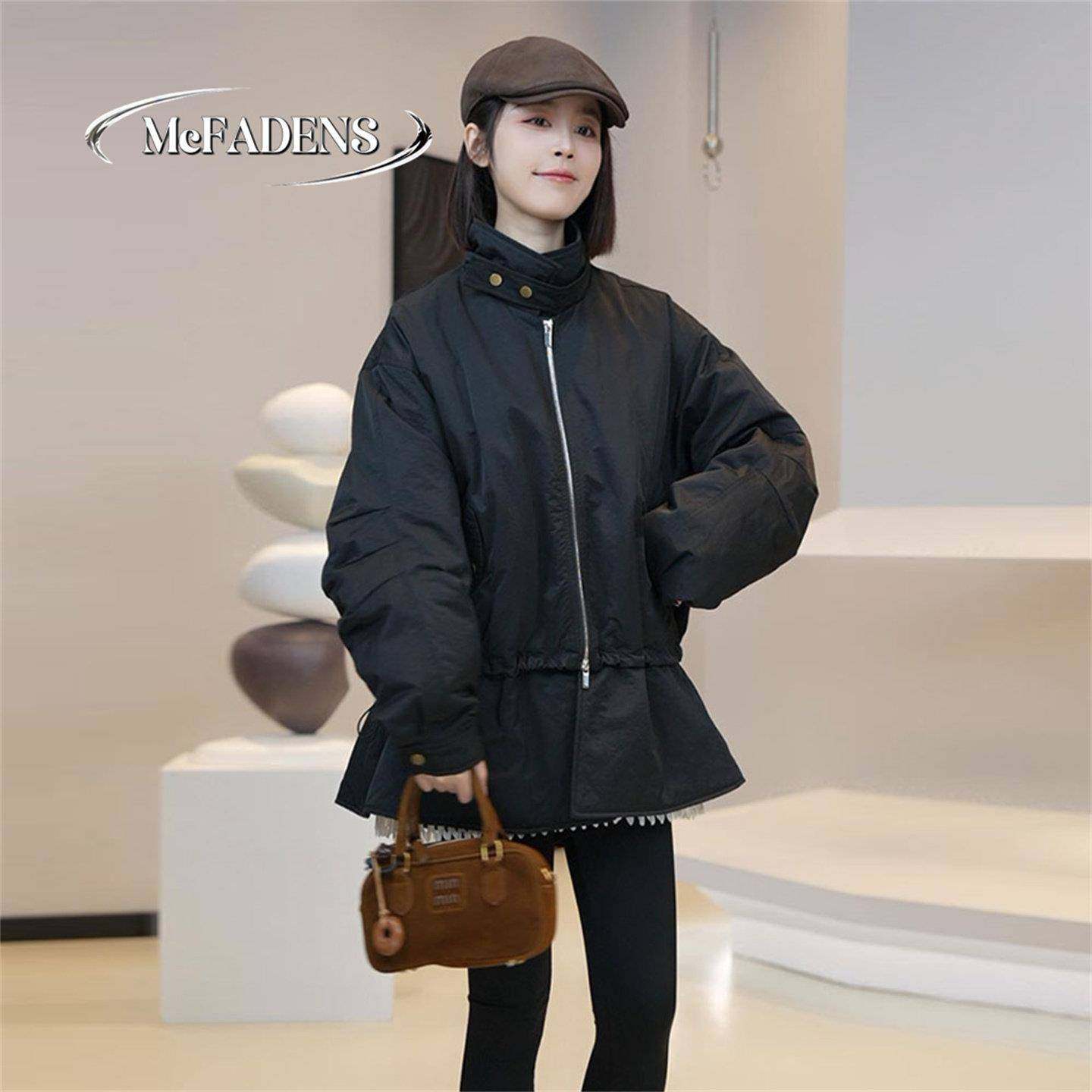 香港高级感休闲洋气减龄立领棉服女冬季款夹棉保暖中长款棉衣外套