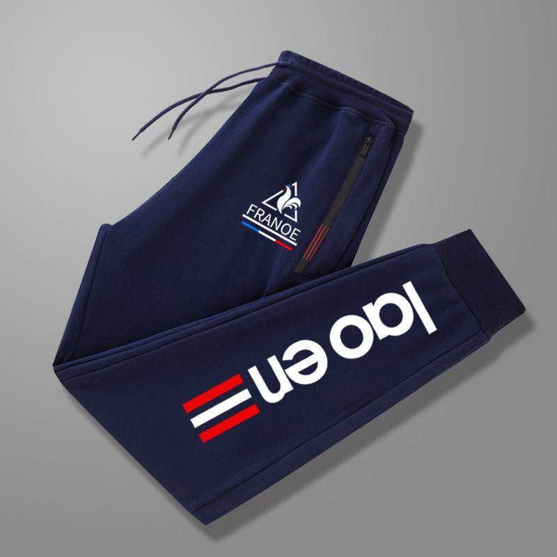 MAROLIO~出口法国！潮牌印花宽松束脚裤男秋冬加绒加厚大码运动裤