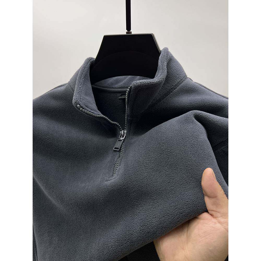 MAROLIO~出口挪威！摇粒绒立领卫衣男秋冬加绒加厚保暖内搭抓绒衣