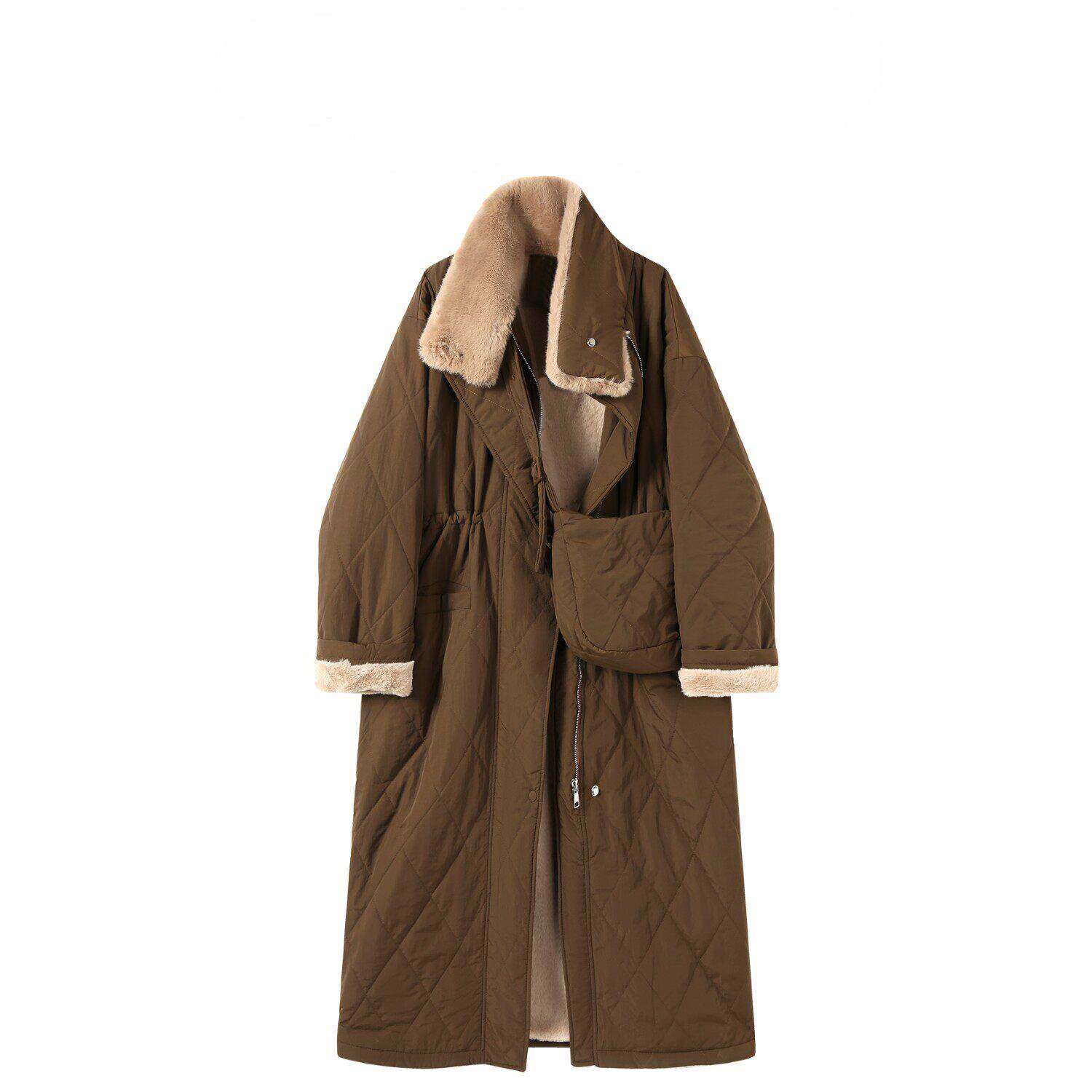 香港冬季韩系加绒加厚中长款羊羔毛棉服大衣女高级感保暖风衣外套