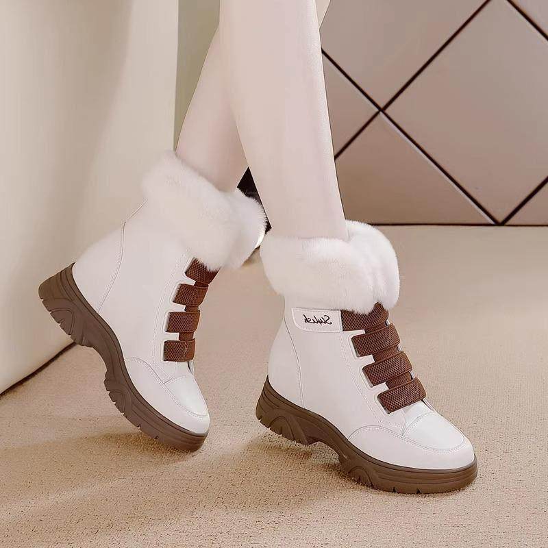 兔毛皮毛一体雪地靴女2025秋冬内增高厚底中筒靴加绒棉靴马丁靴子,女鞋,时尚雪地靴,淘宝优惠券,粉丝福利购,淘宝优惠卷