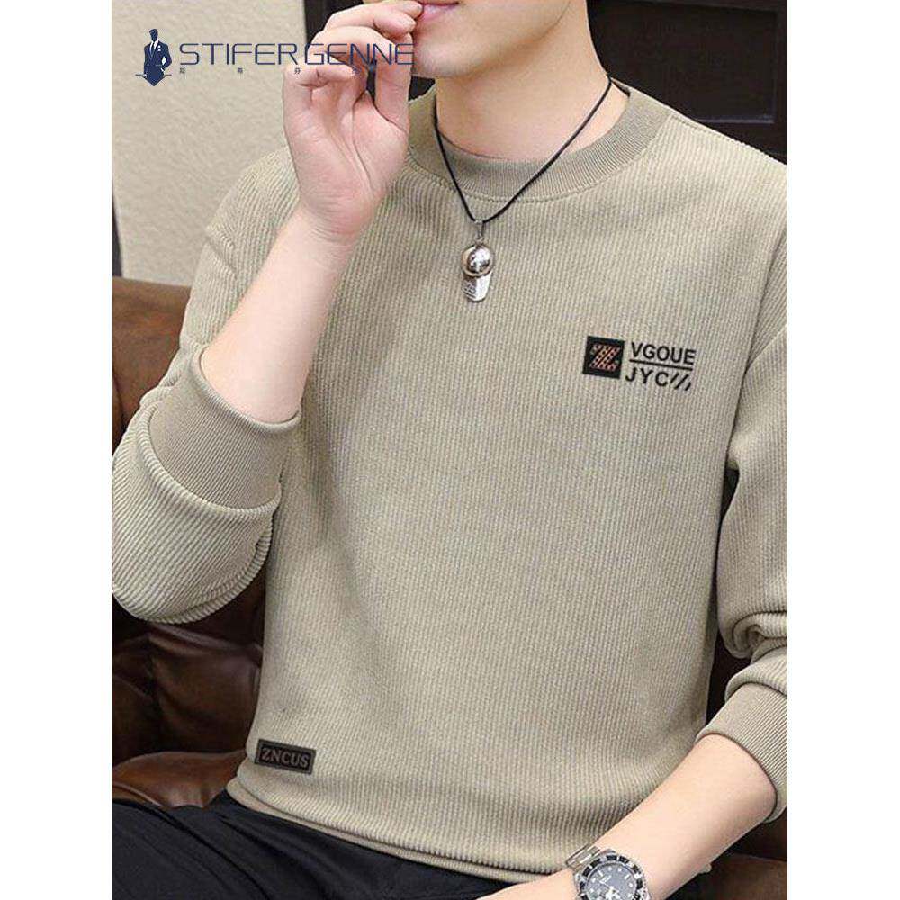 斯蒂芬男士长袖T恤圆领卫衣春秋季2025新款高端印花休闲上衣男潮
