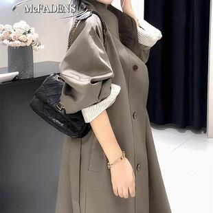 香港欧洲站冬季新款英伦风减龄简约大气长款女高级感时髦风衣外套