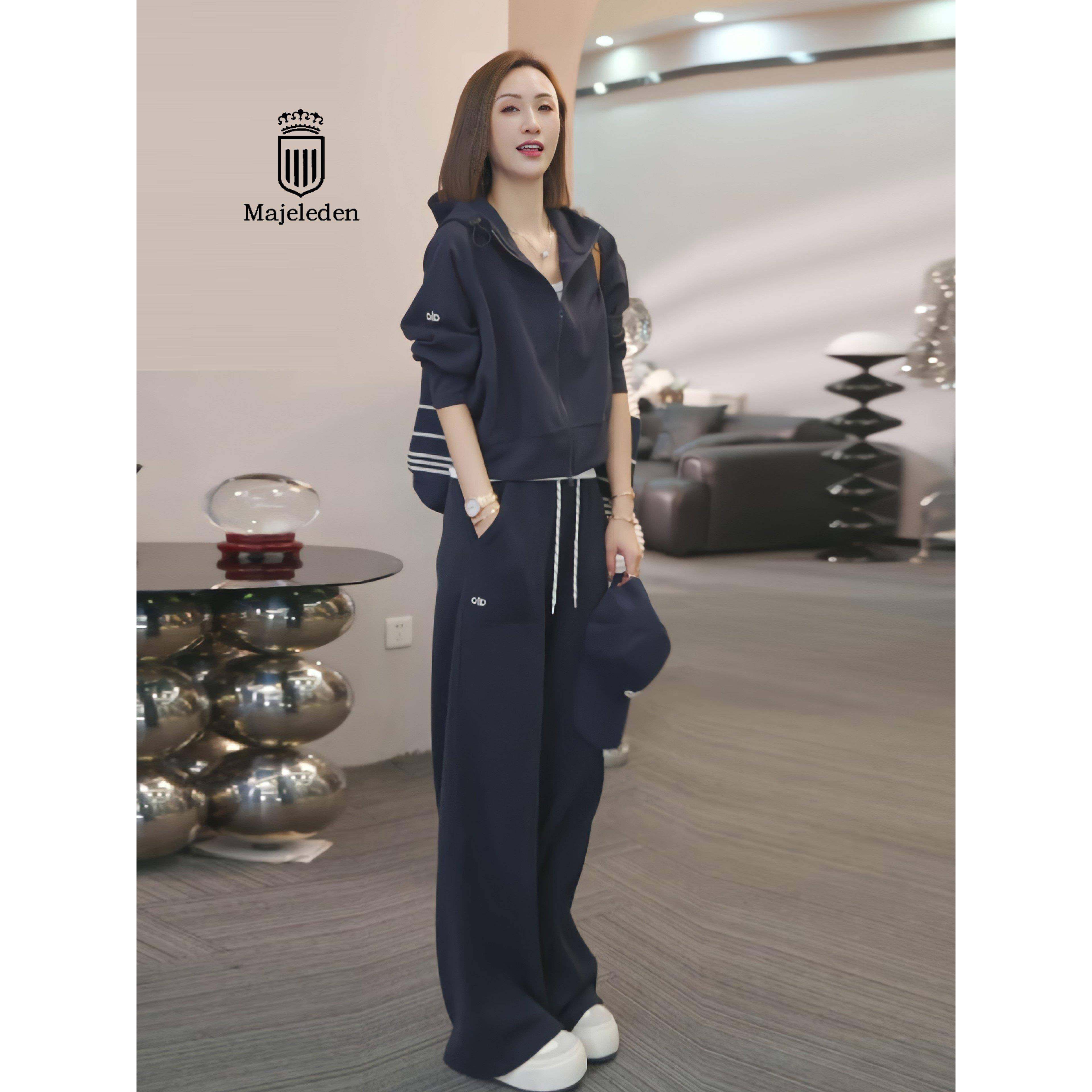 正品2025秋冬新款休闲运动套装女韩版宽松高级感连帽卫衣两件套潮