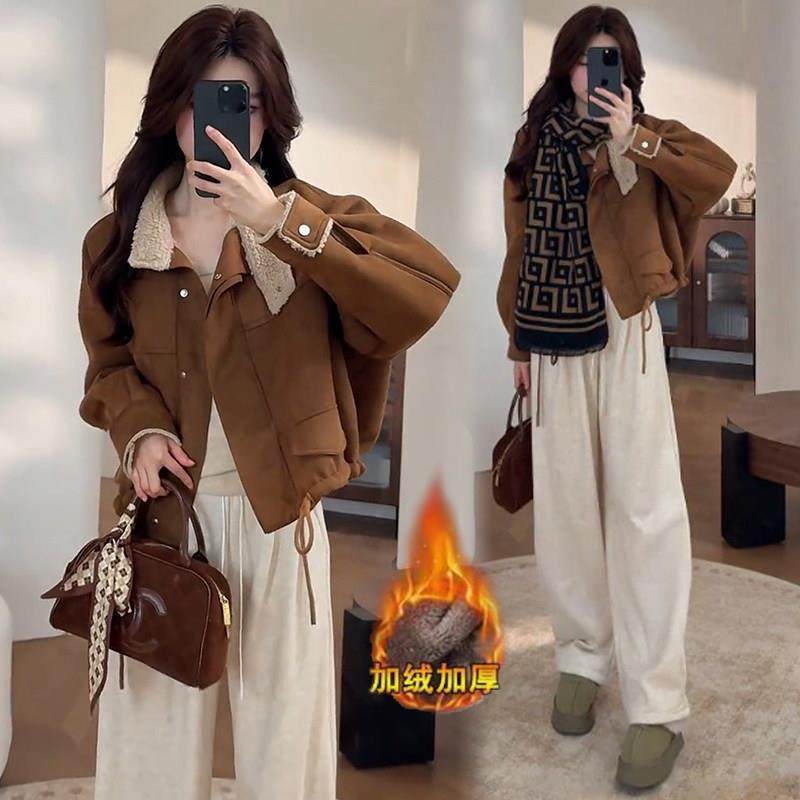 香港代购加绒加厚皮绒短外套女冬季新款皮毛一体羊羔毛保暖上衣,女装/女士精品,短外套,淘宝优惠券,粉丝福利购,淘宝优惠卷