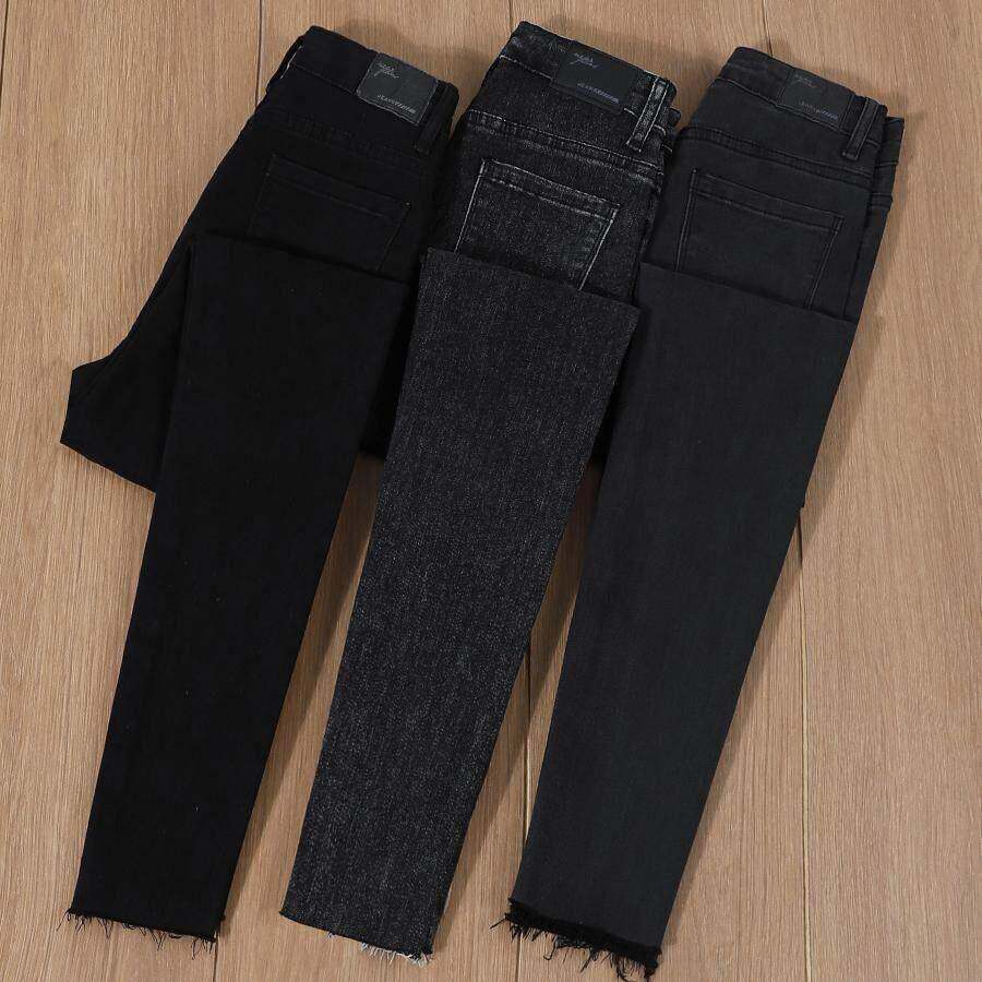 韩国黑色牛仔裤女2025秋冬新款高腰显瘦修身加绒弹力紧身小脚裤子