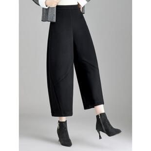 小个子阔腿裤女秋冬季梨形身材宽松蓬蓬花苞裤遮肉显瘦灯笼九分裤