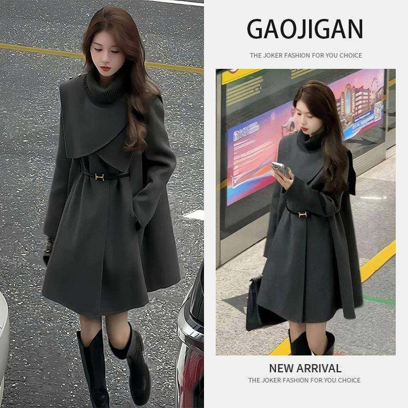 香港2025秋冬欧货高级感可拆卸斗篷针织女减龄时尚宽松毛呢外套,女装/女士精品,时尚套装,淘宝优惠券,粉丝福利购,淘宝优惠卷