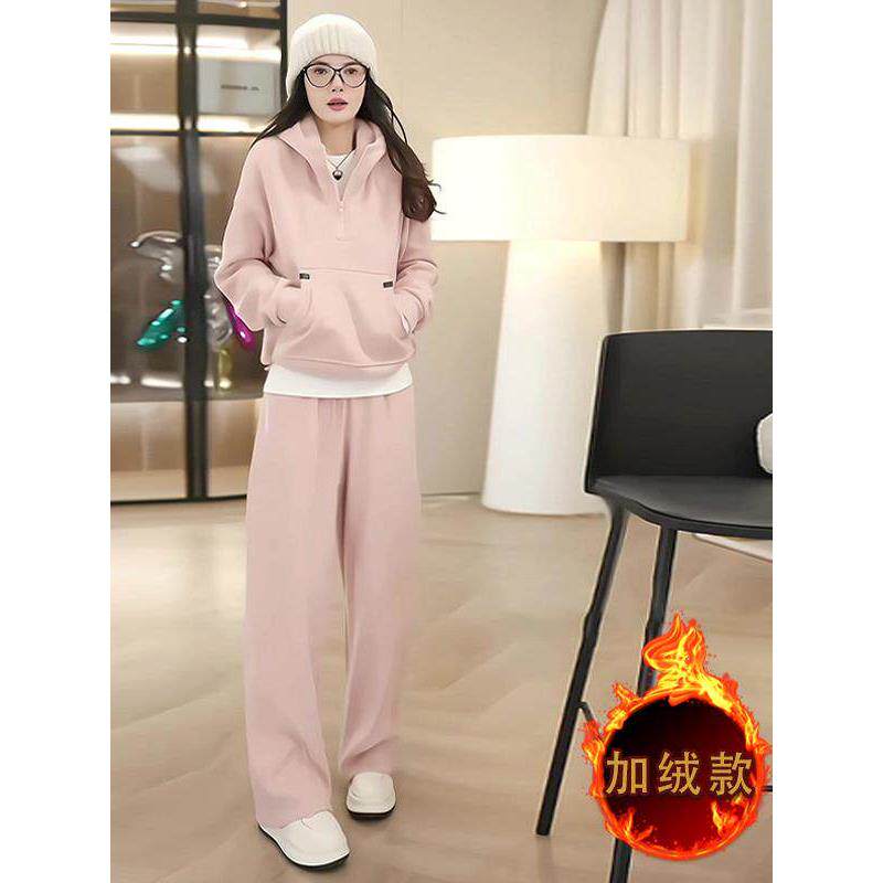 欧洲站运动套装女秋冬2025年新款时尚洋气减龄加绒加厚卫衣两件套