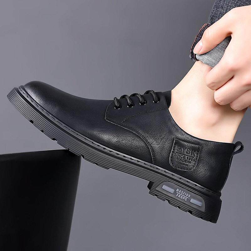 香港潮牌男鞋2024春秋款真皮英伦风复古商务皮鞋休闲低帮马丁靴潮