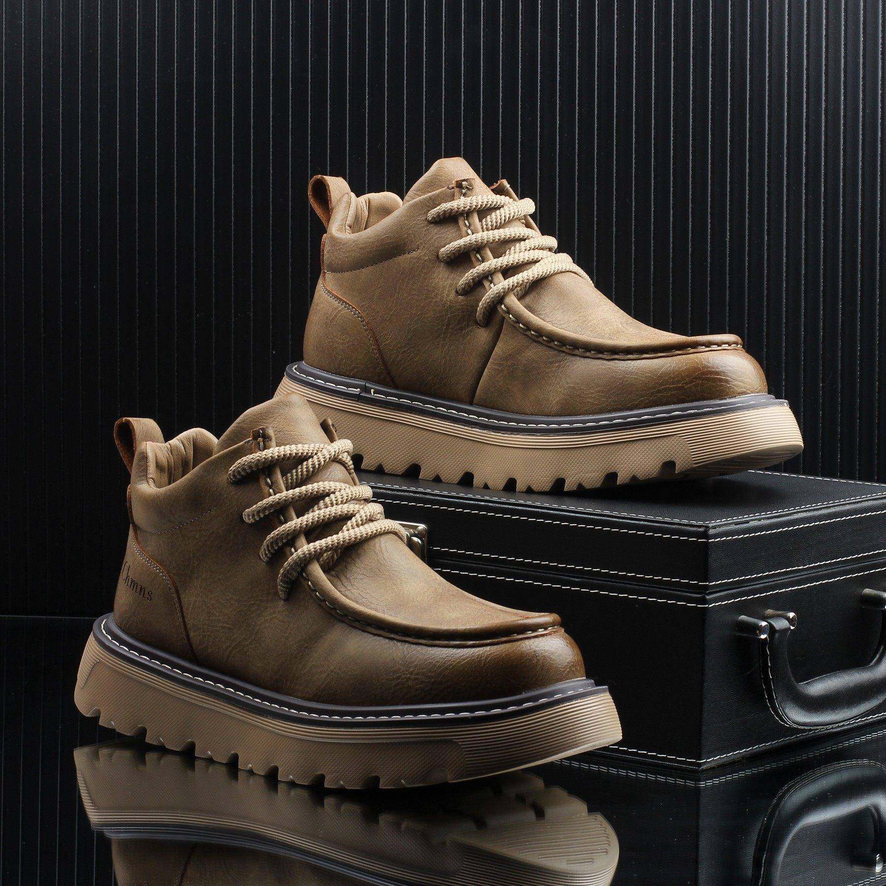 2025男厚底短靴防滑耐磨男靴冬季新款加绒保暖工装英伦马丁靴,流行男鞋,马丁靴,淘宝优惠券,粉丝福利购,淘宝优惠卷