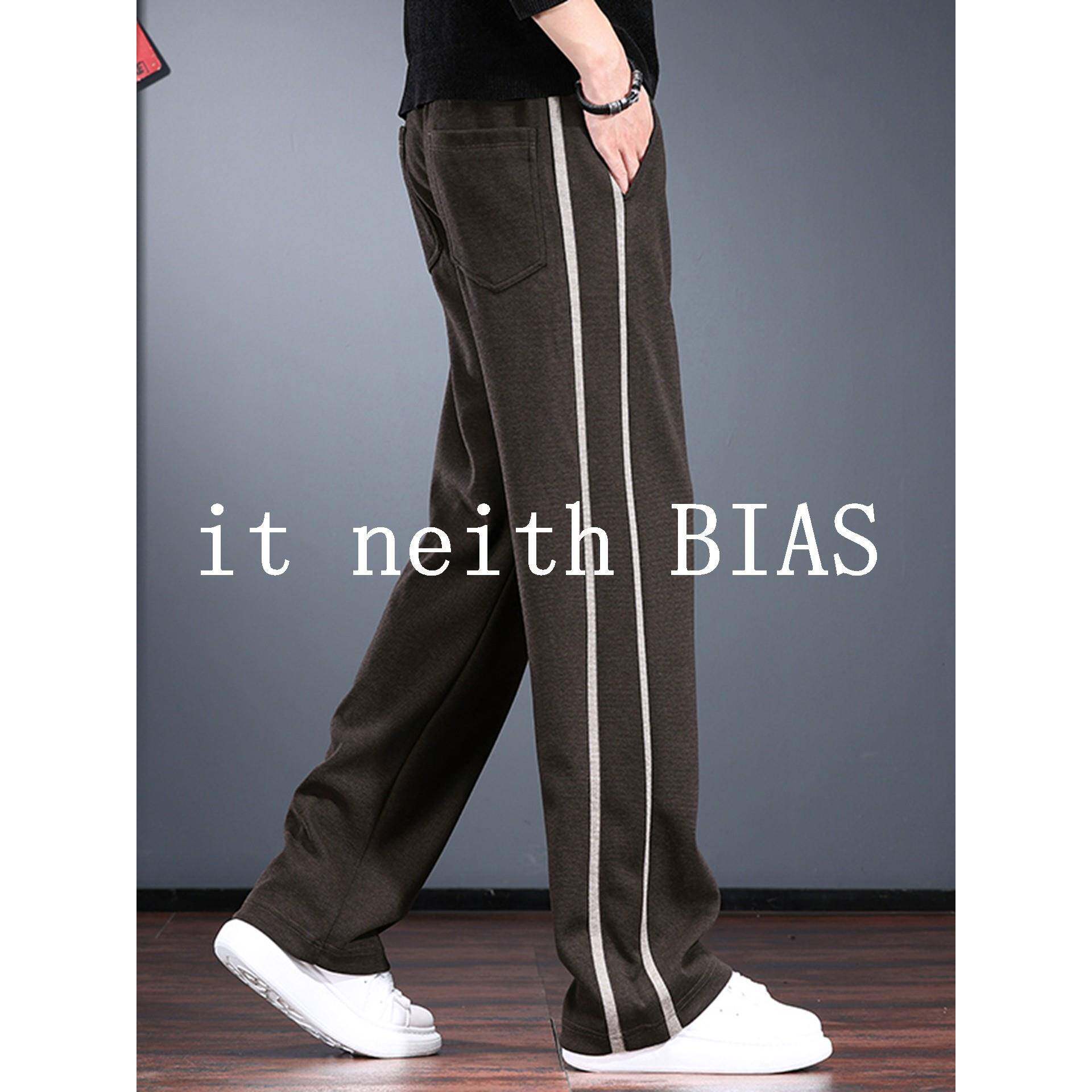 it neith BIAS重磅绵羊毛休闲裤男2025秋冬宽松直筒垂感撞色卫裤