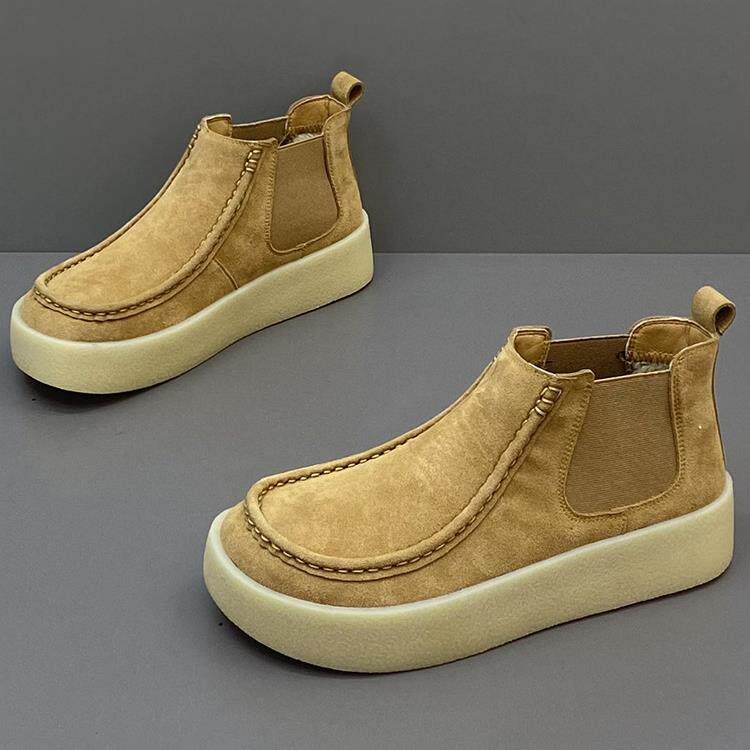 套筒马丁靴男2025冬季新款加绒保暖棉鞋英伦翻毛真皮高帮休闲板鞋