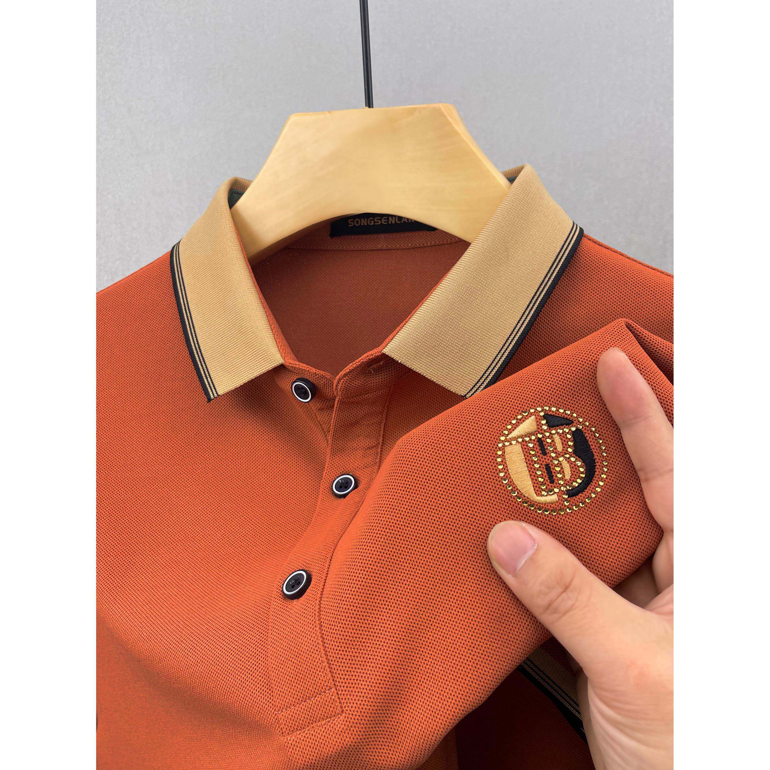 MAROLIO~特舒适！高端刺绣翻领Polo衫男士夏季短袖t恤纯棉上衣服