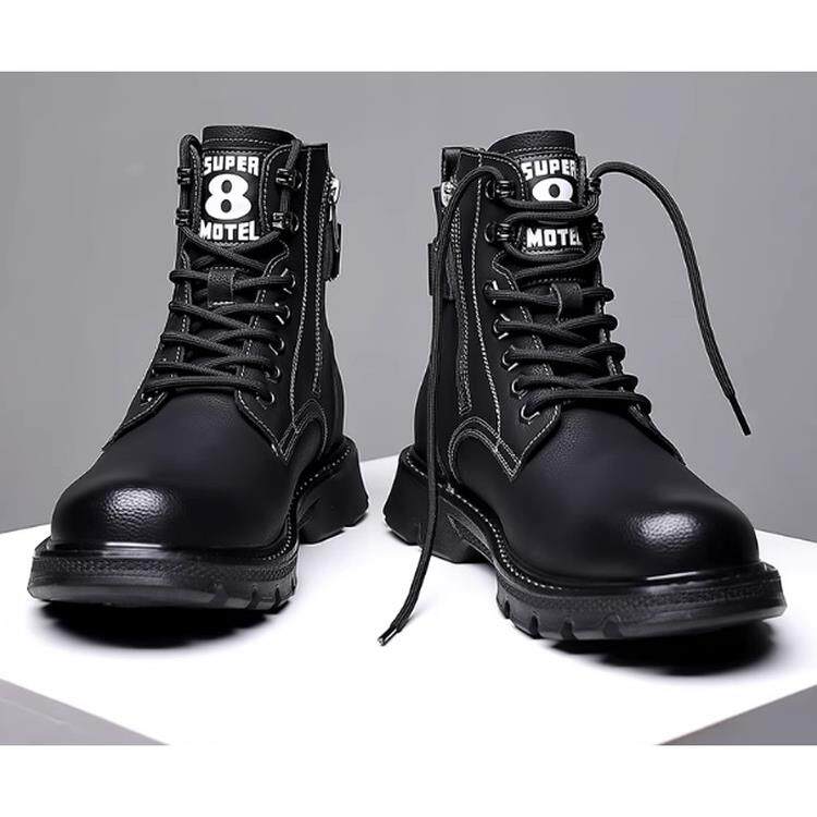 潮牌真皮马丁靴男冬季棉鞋加绒保暖羊毛工装靴子高帮雪地靴男