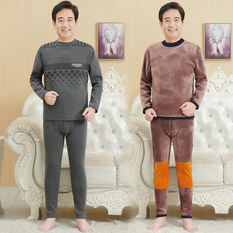 아빠 보온 속옷 중노년 겨울옷 남성 자켓 노인 옷 할아버지 옷 벨벳과 두꺼운 보온복