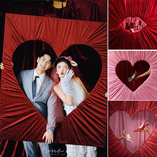 婚庆拍照合影镂空爱心墙奶油爱心相框生日拍照道具写真拍摄背景墙