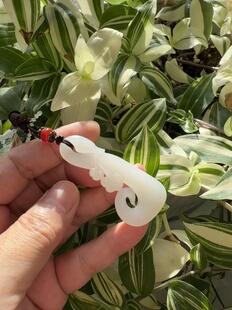 新疆和田玉籽料羊脂白玉鹅如意挂件吊坠56.3 6.3m m 24.9